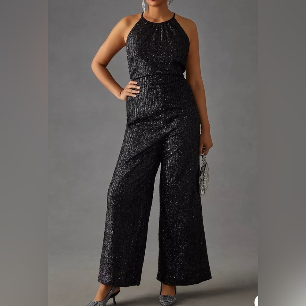 Anthropologie Maeve Sequin Disco Jumpsuit NWT.  Women’s size 12 Tall.